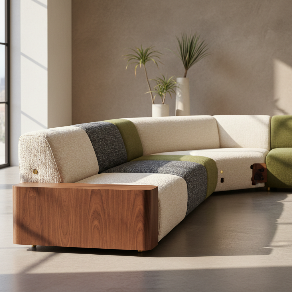 Estante adaptável com refinamento, mostrando o uso de materiais nobres.