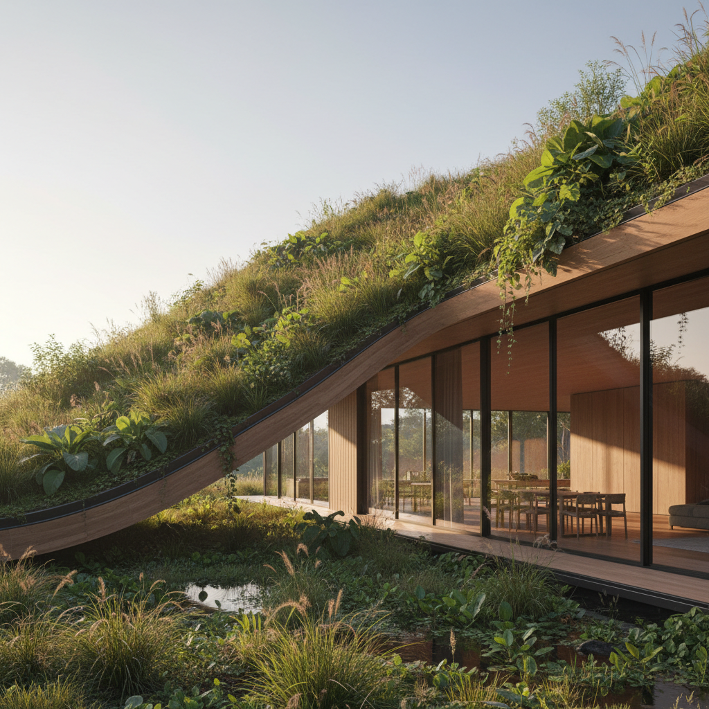 Residência flutuante adaptativa integrada à paisagem natural.