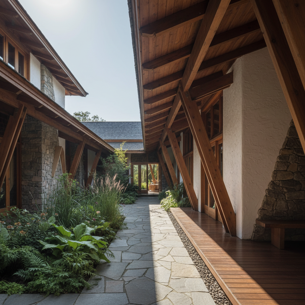 Casa contemporânea com paisagismo integrado em harmonia com a natureza.