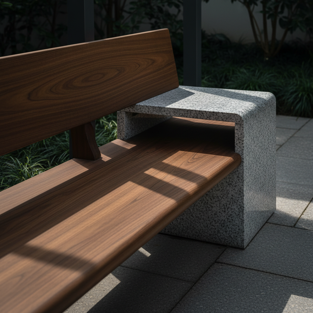 Detalhe de jardins de espera: materiais nobres e acabamentos premium