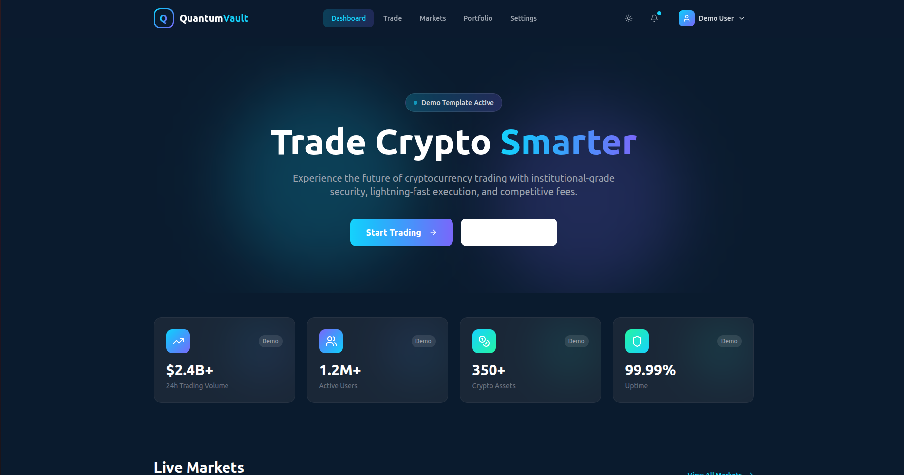  QuantumVault Crypto Trading Platform template preview