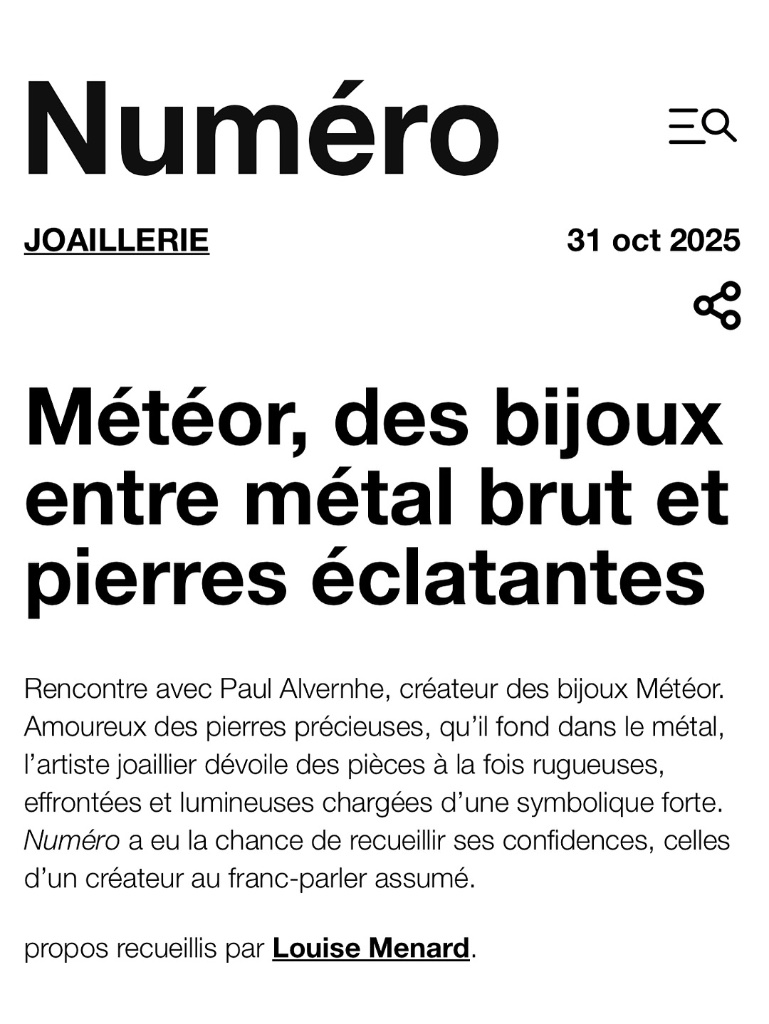 INTERVIEW DE PAUL ALVERNHE DANS NUMÉRO MAGAZINE