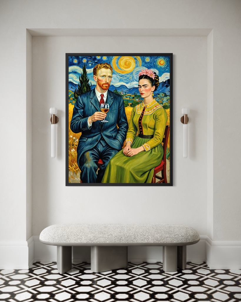 Luxury hallway with framed artwork