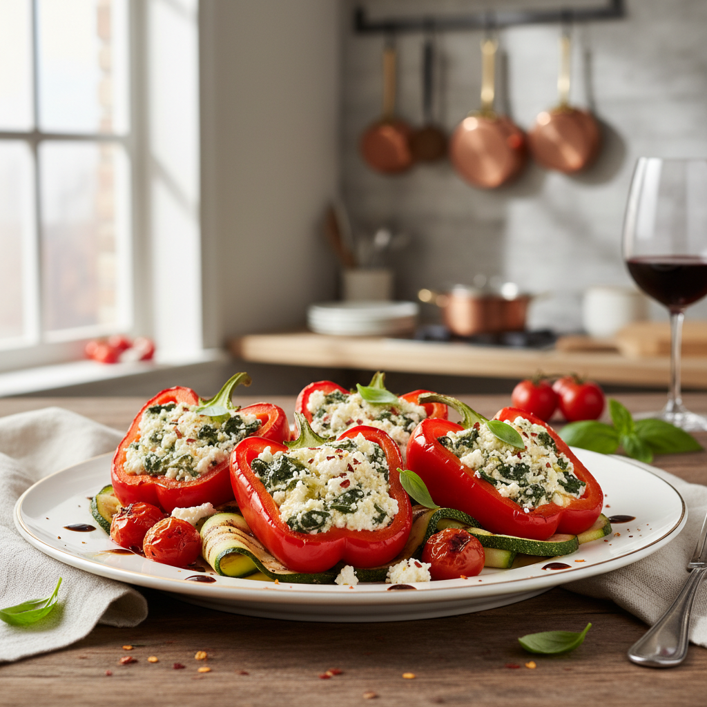 Creamy Spinach & Ricotta Stuffed Peppers