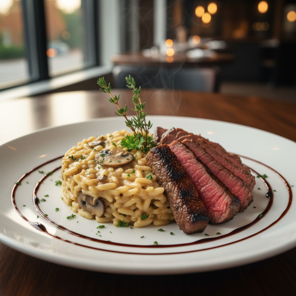 Creamy Mushroom Risotto with Steak