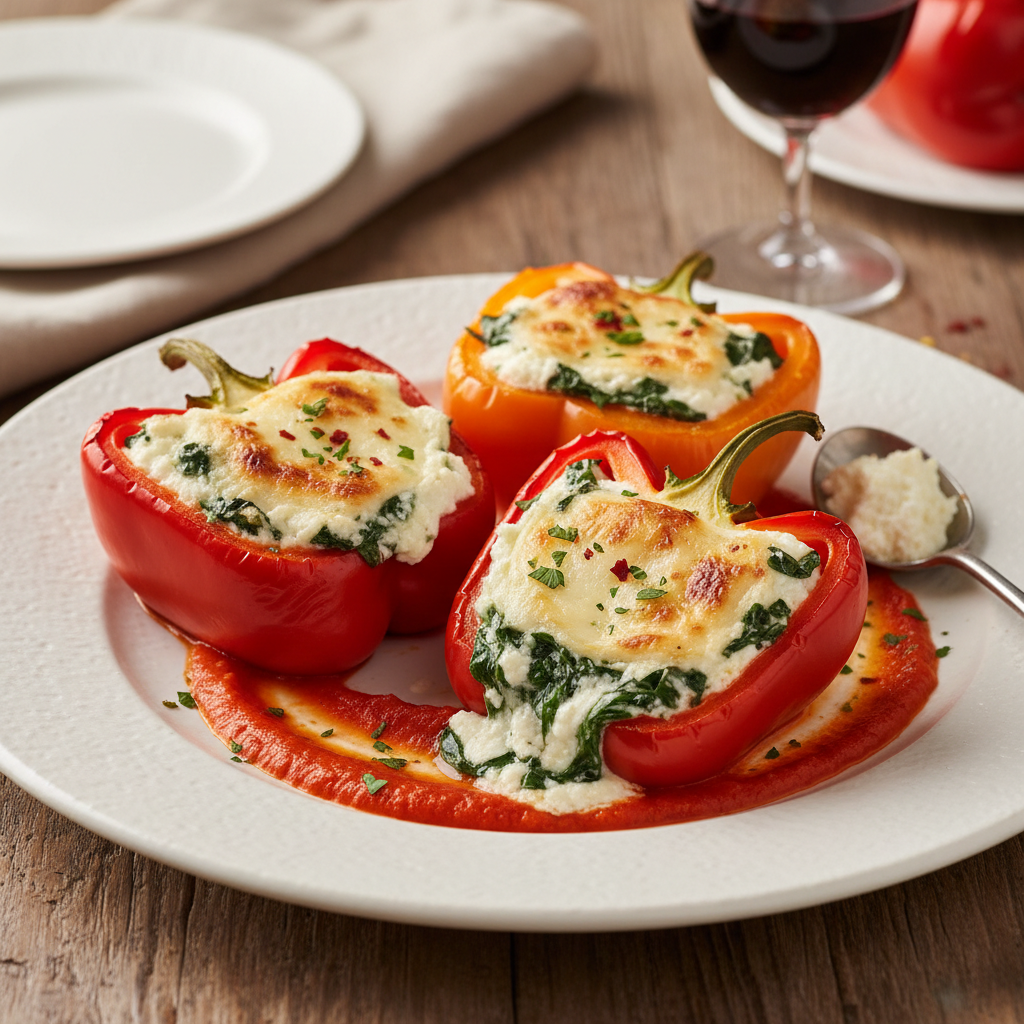 Creamy Spinach & Ricotta Stuffed Peppers