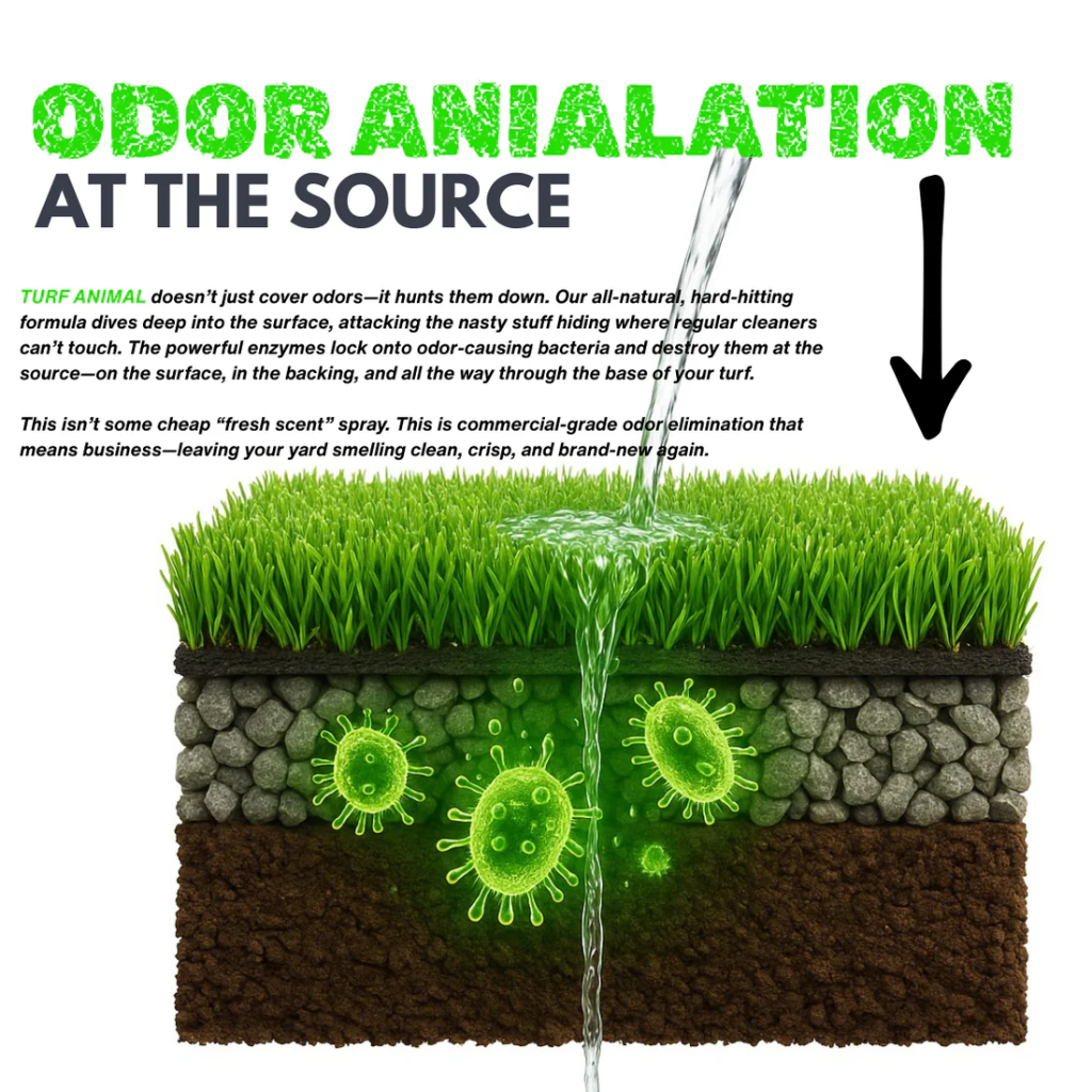 We Proudly Use Turf Animal - Professional artificial turf cleaning service showing before and after results in Pinal County, Arizona