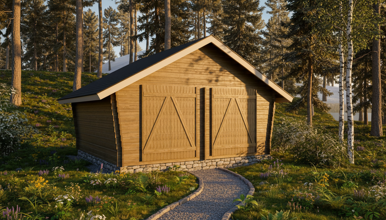 Knuttimrad lada Umpi XL Gårdsförråd 20m2 - Timmerlador - 41005009 - 1