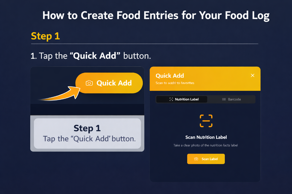 How to create food entries for your food log - Step 1