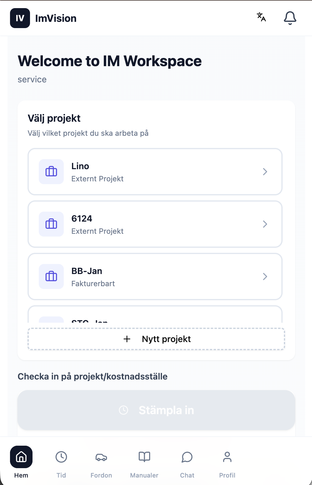 IM Workspace template preview