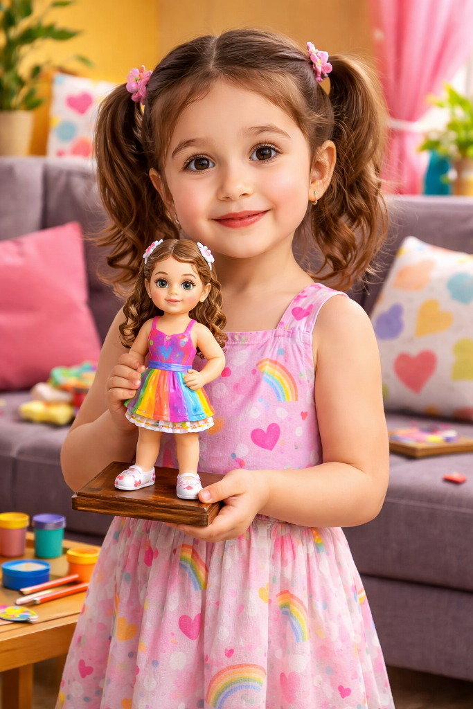 Criança feliz com miniatura 2