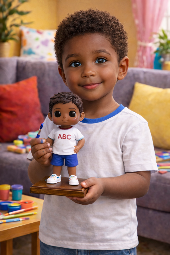 Criança feliz com miniatura 4