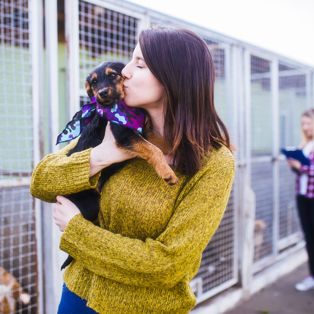 Woman with rescue dog