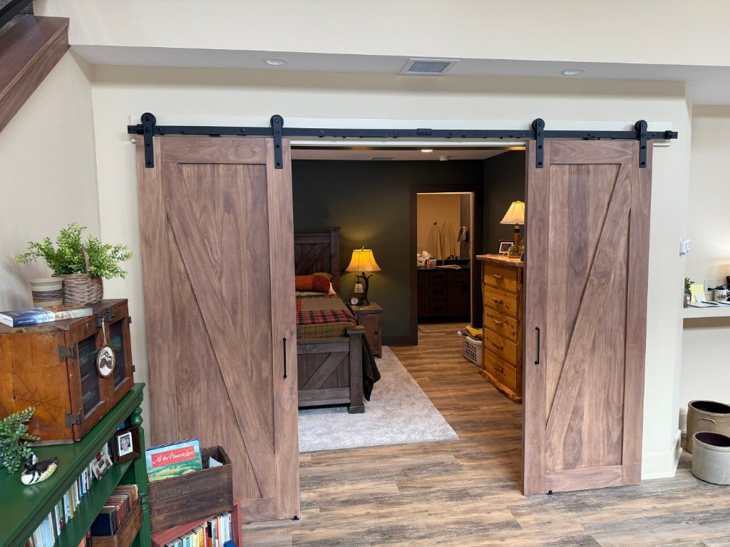 Bedroom with Custom Barn Doors