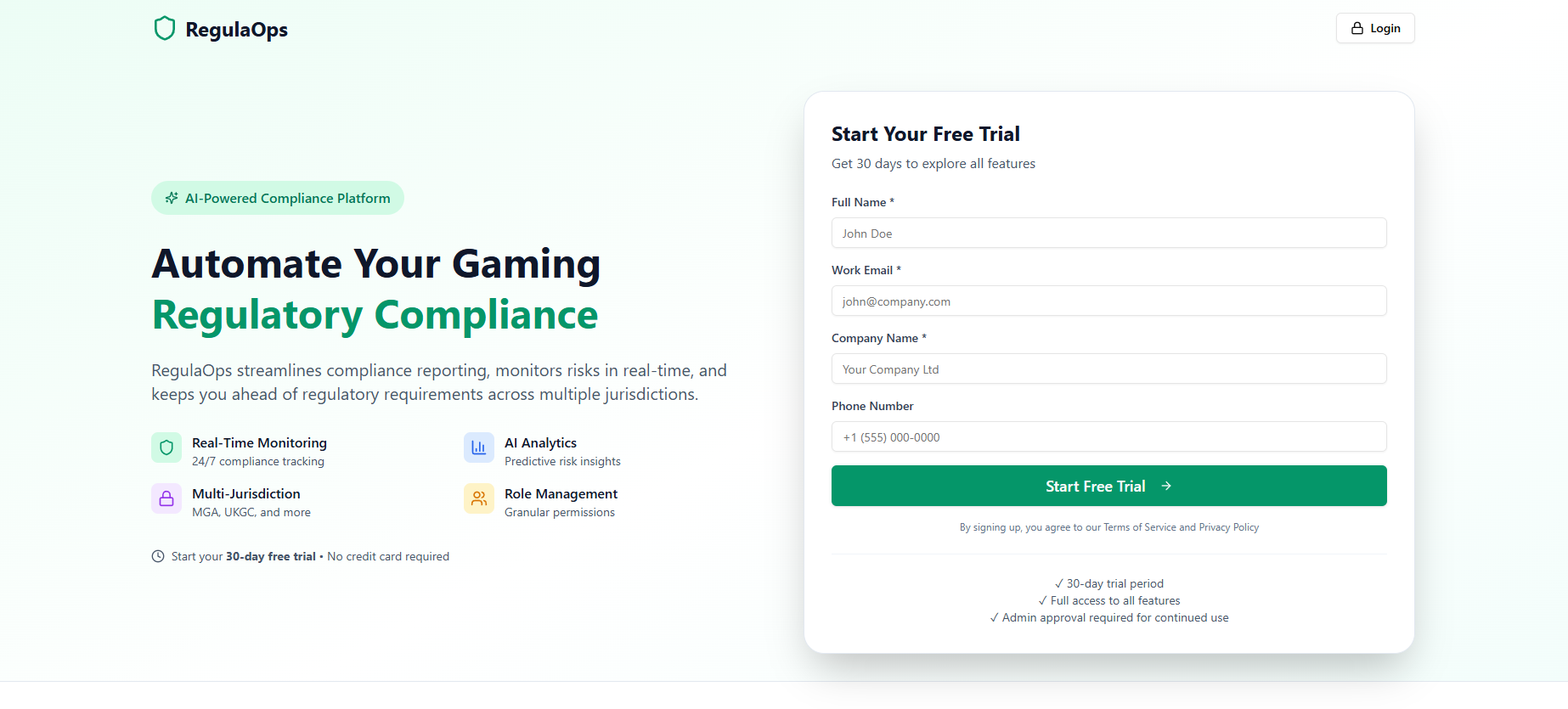 RegulaOps (Saas) template preview