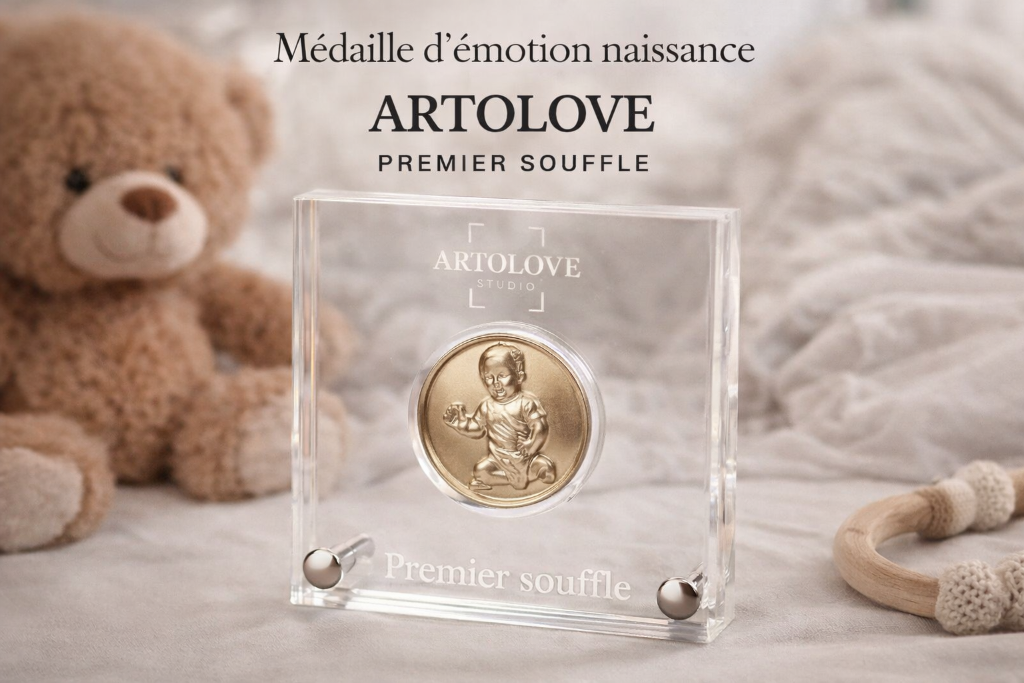Médaille portrait bébé en relief