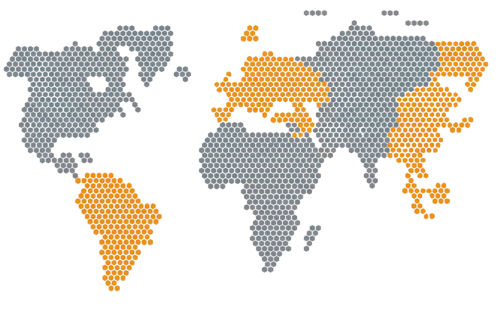 World map showing PCG global reach