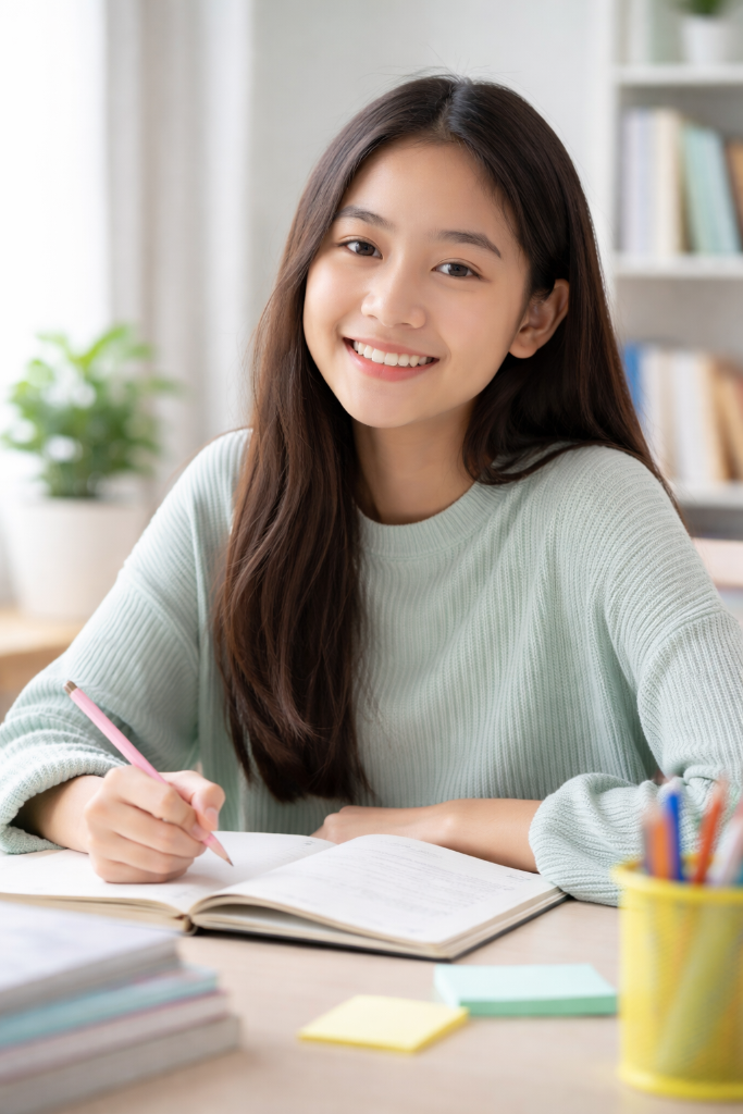 Eager student studying