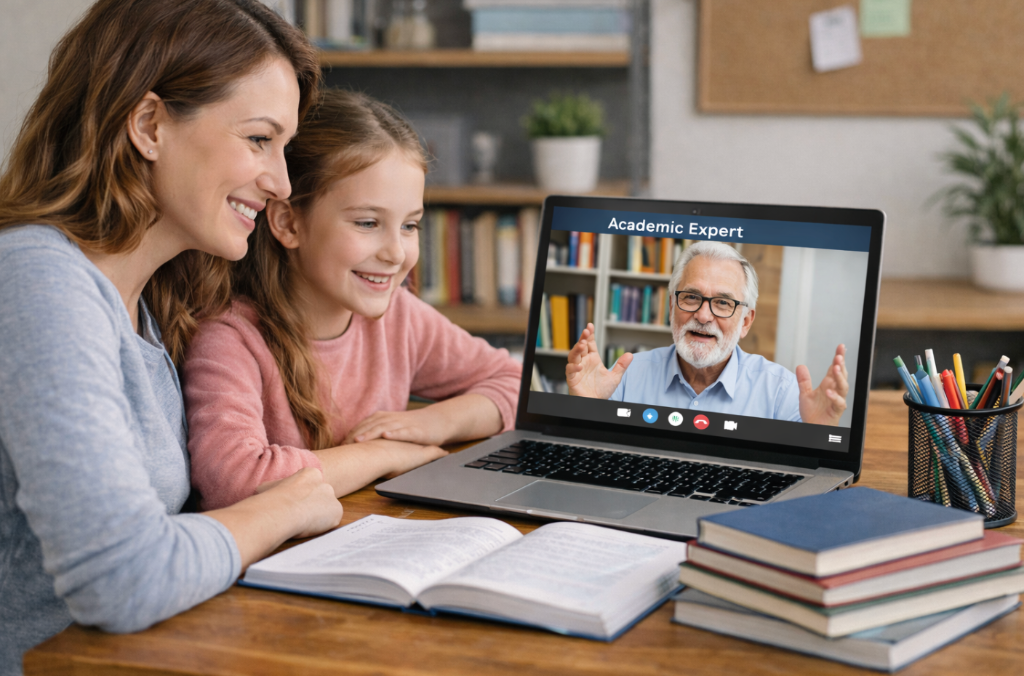 Mother and daughter in tutoring session
