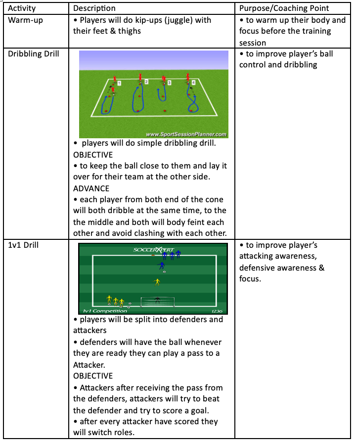 Training Session Drills