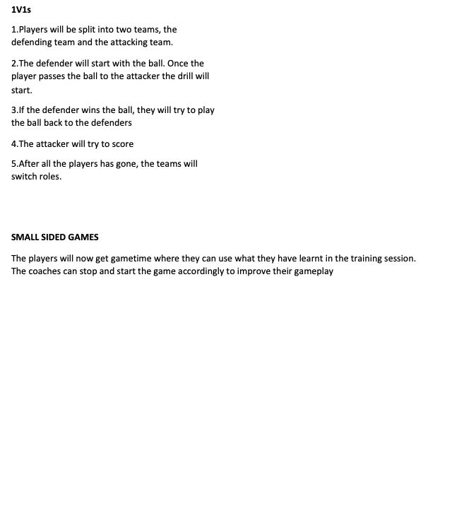 1v1s and Small Sided Games