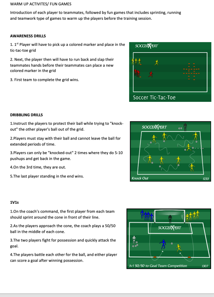 Awareness, Dribbling and 1v1 Drills