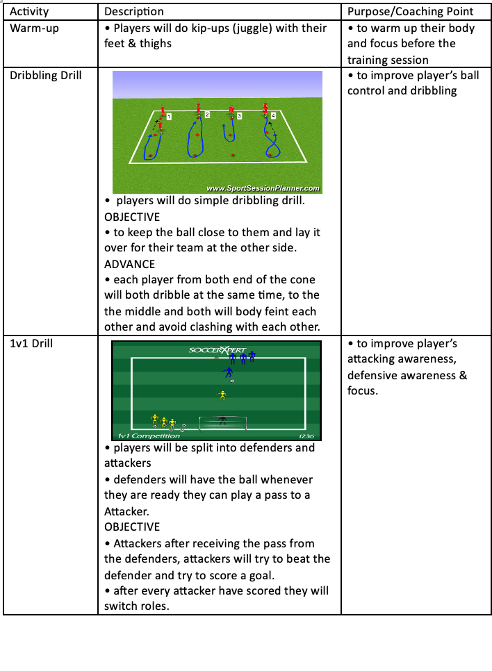Training Session Drills