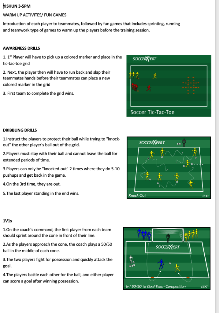 Awareness Drills, Dribbling Drills and 1v1s