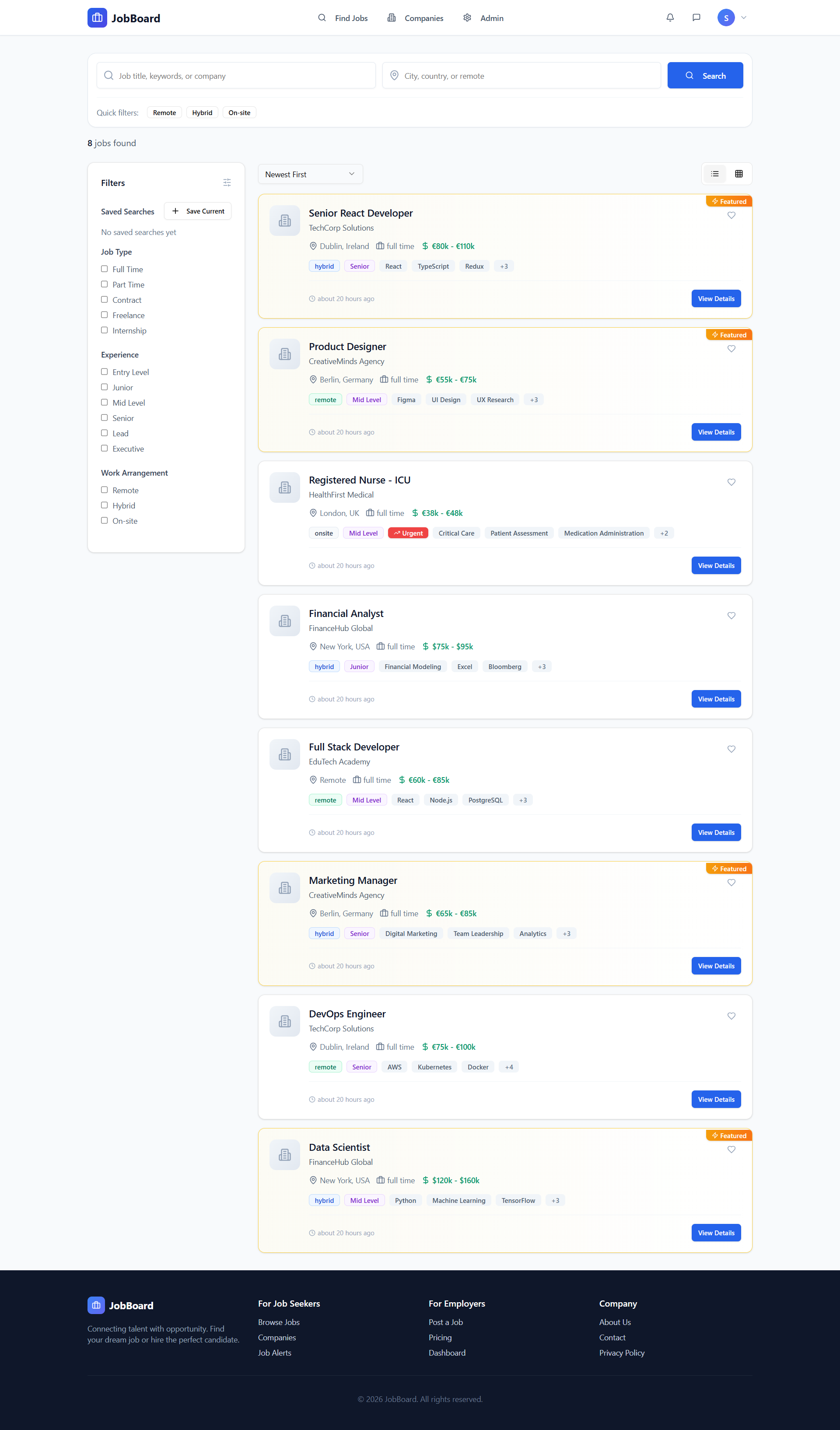 JobBoard template preview