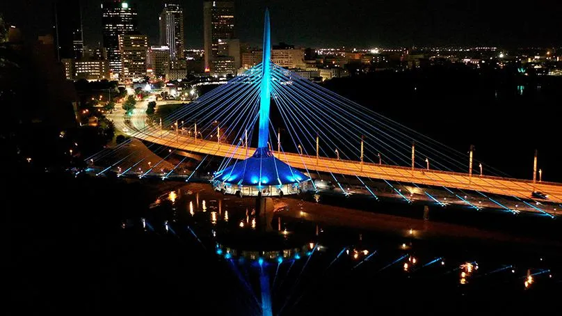 Esplanade Riel Bridge Winnipeg at Night