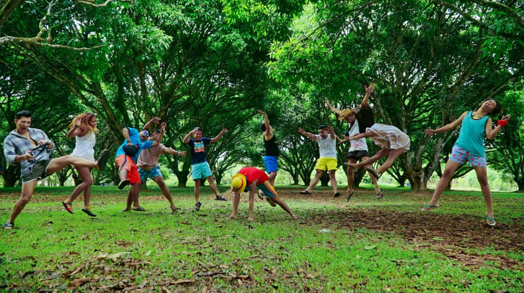Kids playing warm up games