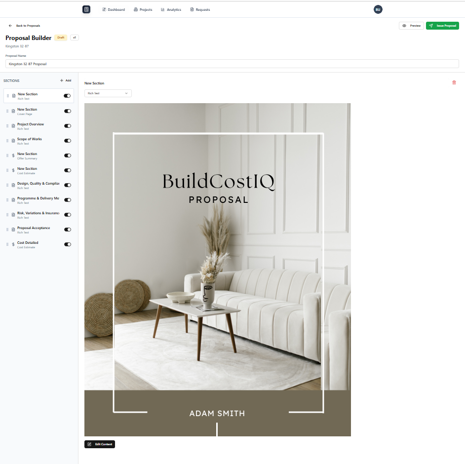 Generate a professional proposal instantly.