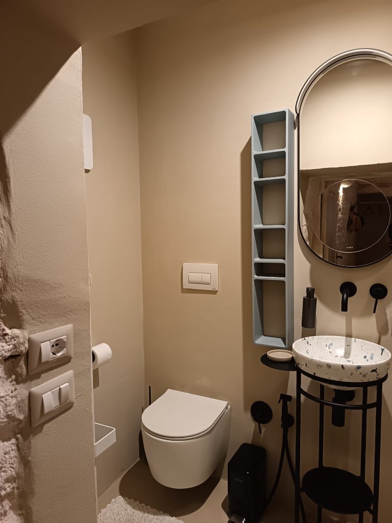 Designer bathroom with terrazzo sink