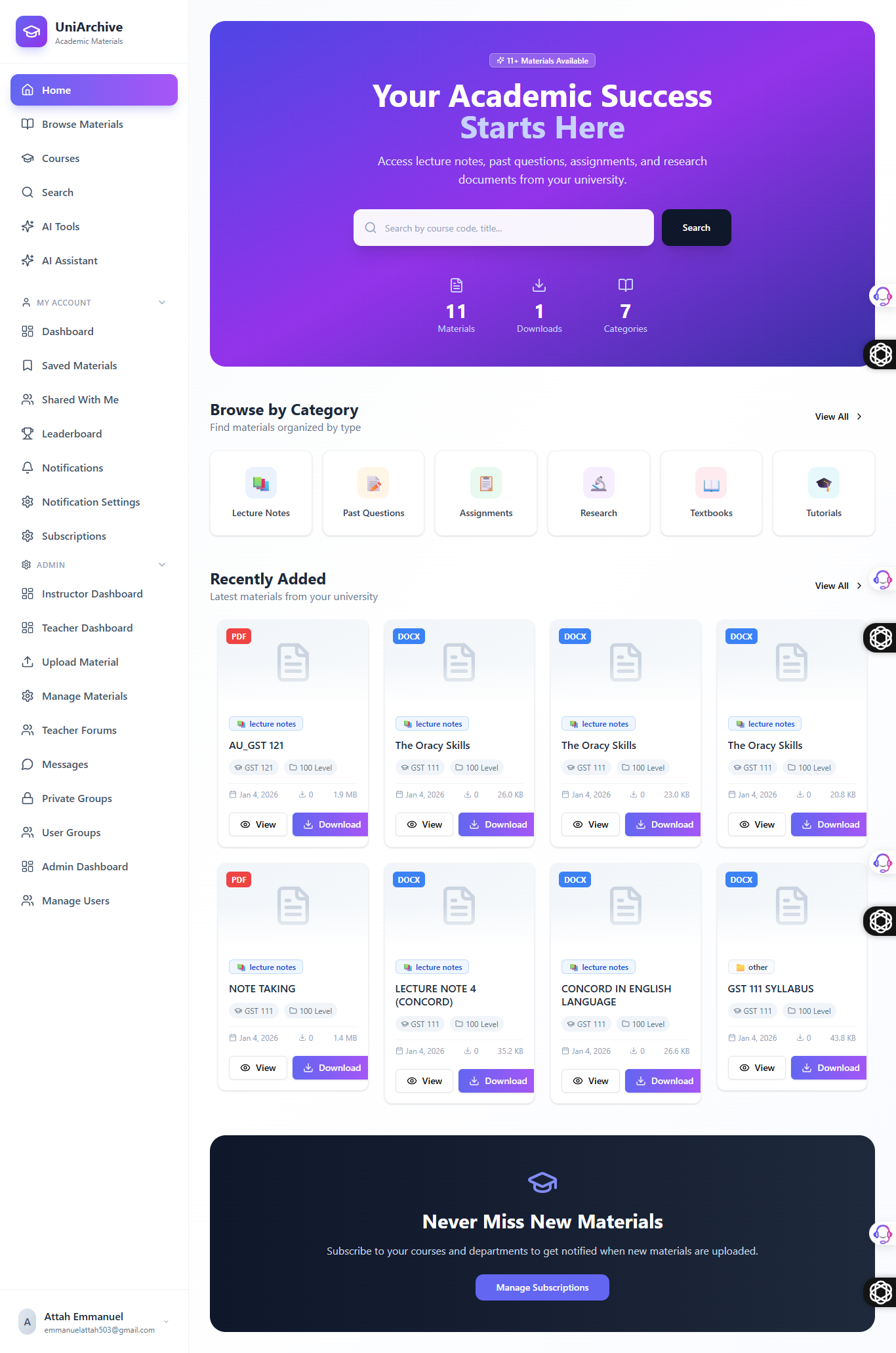 study hub template preview
