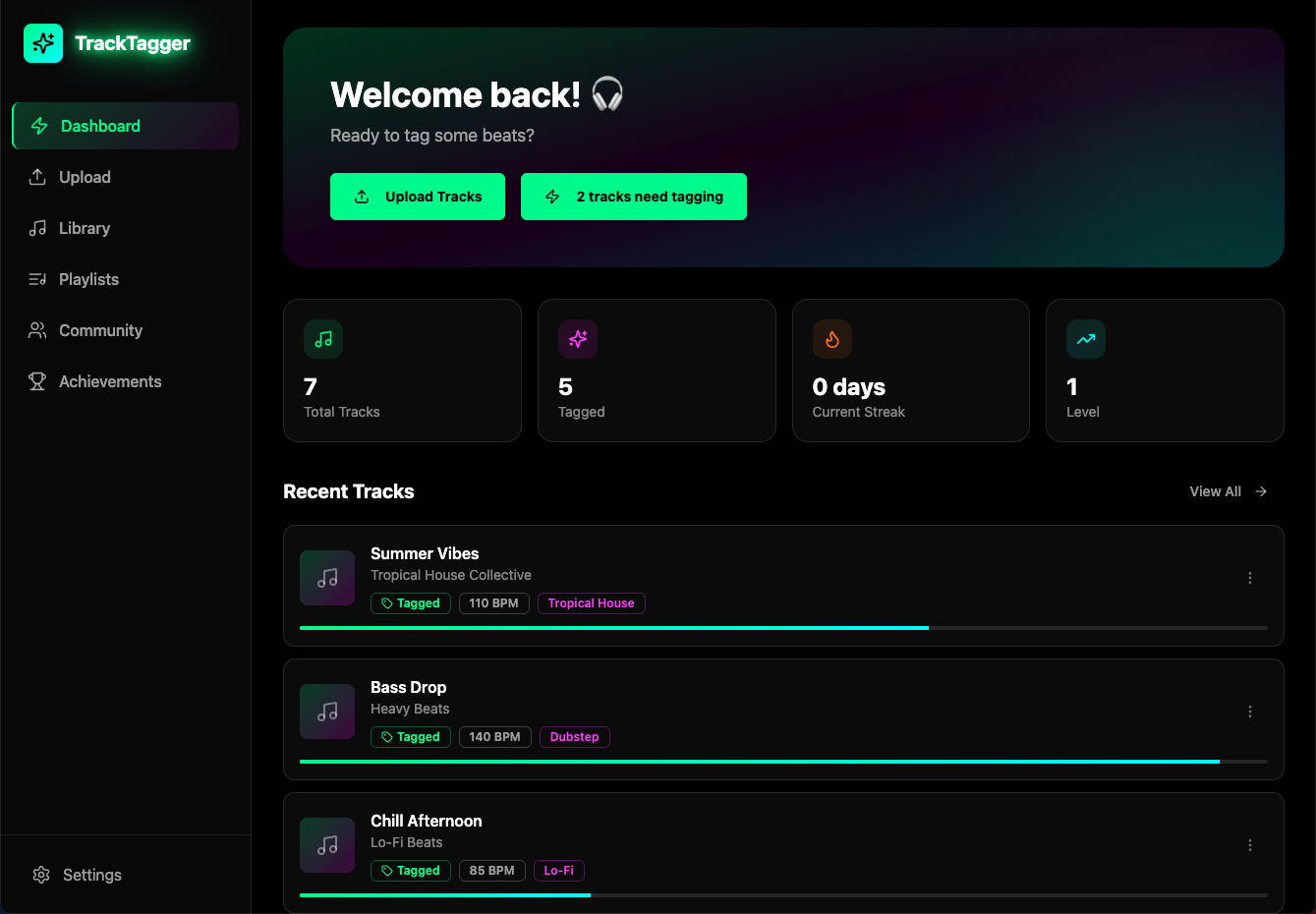 Track Tagger template preview