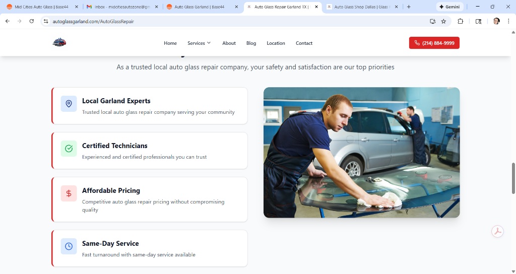 Mobile auto glass service Dallas