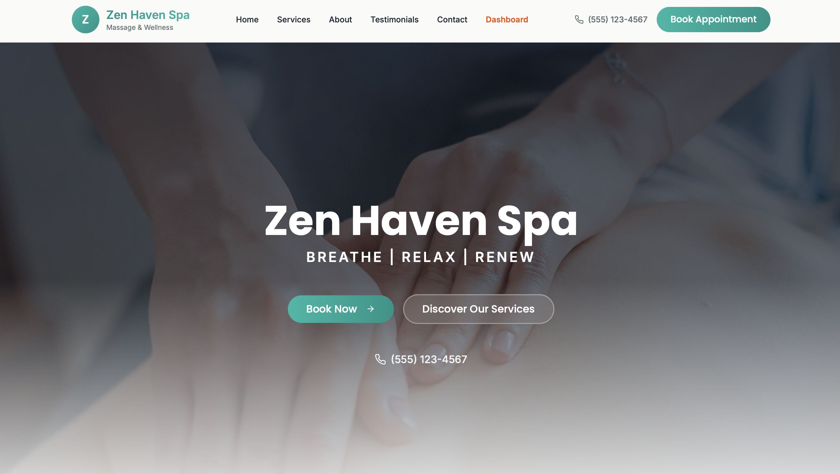 Zen Haven Spa template preview