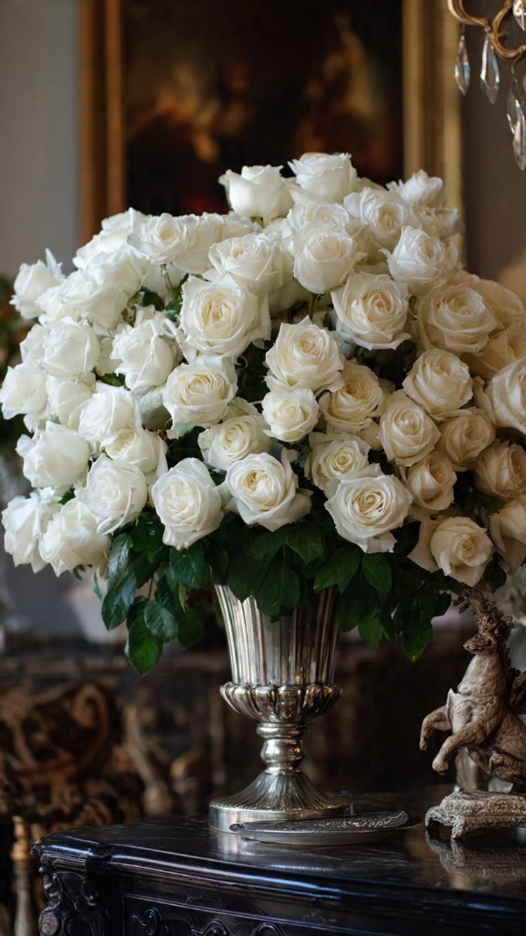 Elegant White Roses — luxury roses arrangement by Beverly Hills Flower Company