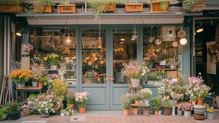Beverly Hills Flower Company boutique exterior with luxury flower displays on the street — premium florist on Wilshire Boulevard