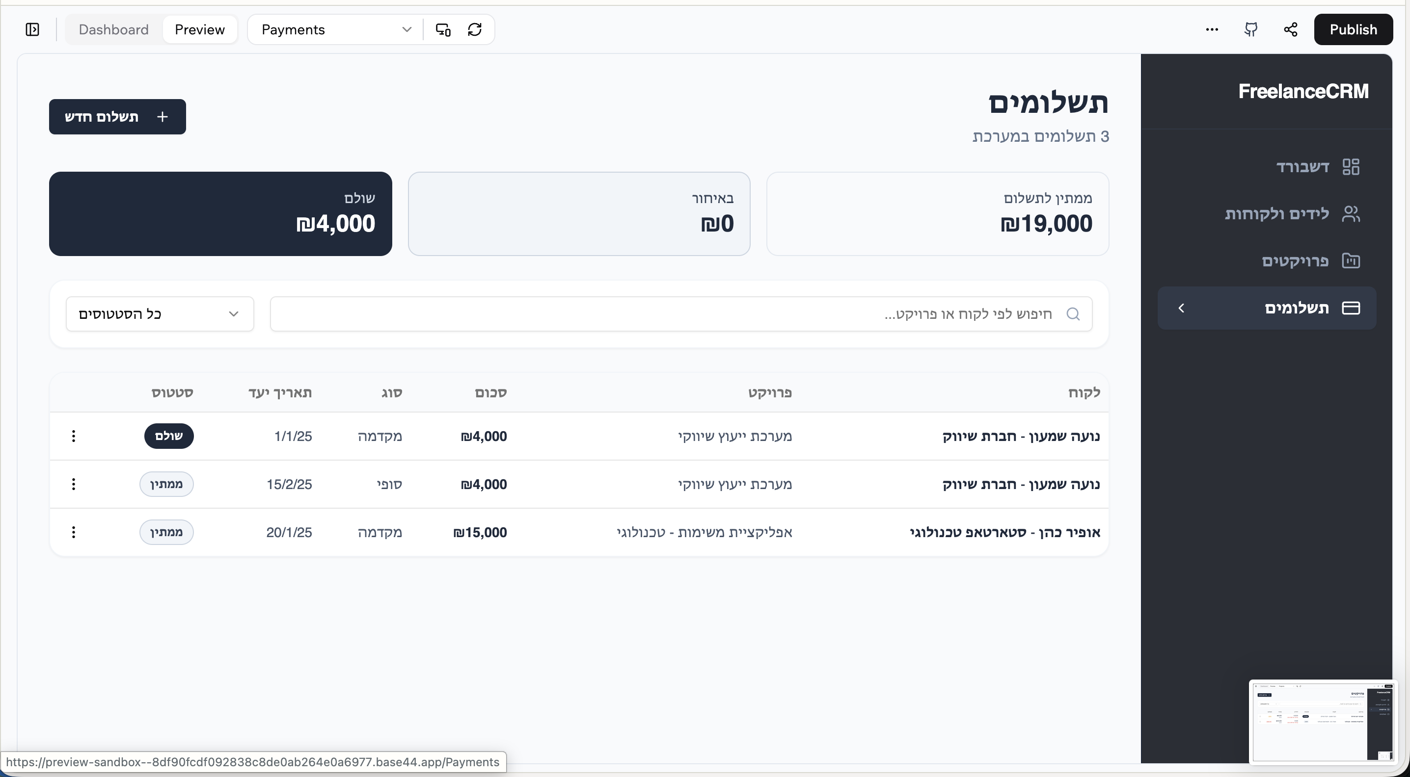 CRM  template preview