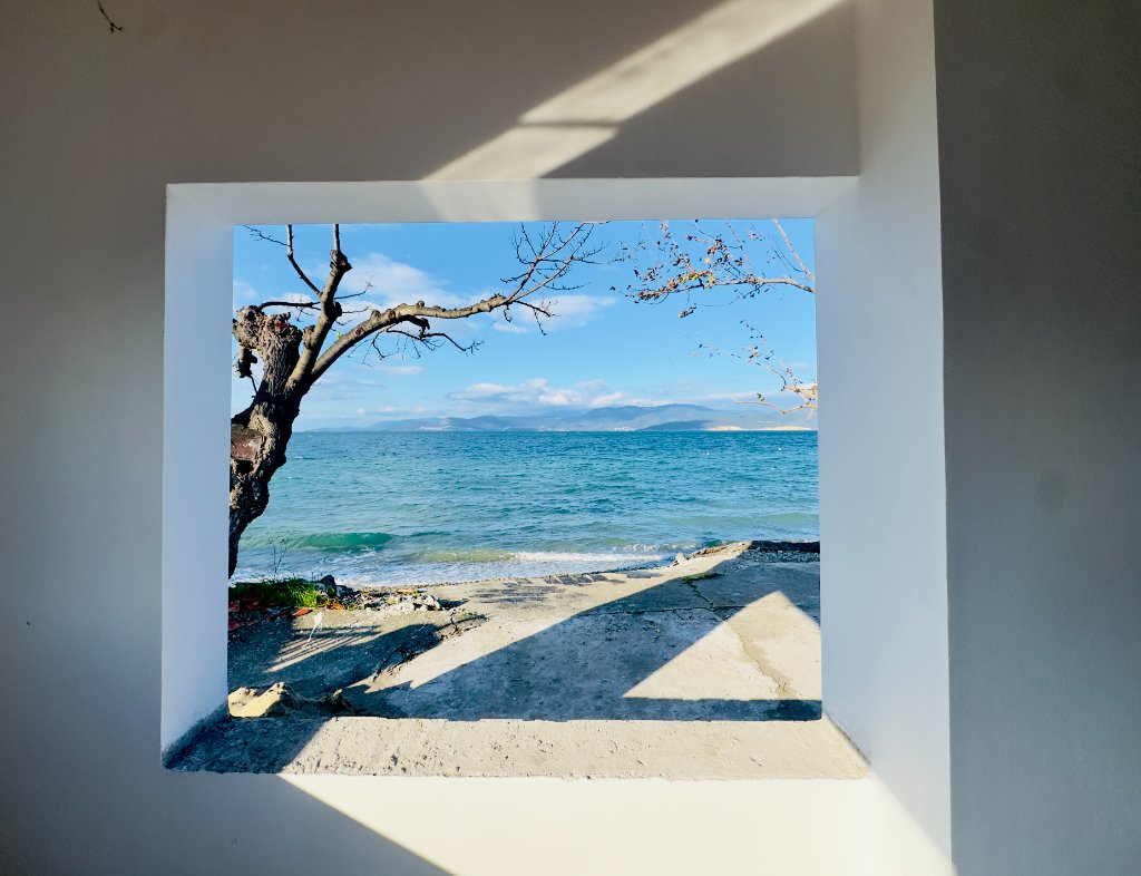 Sea view through window