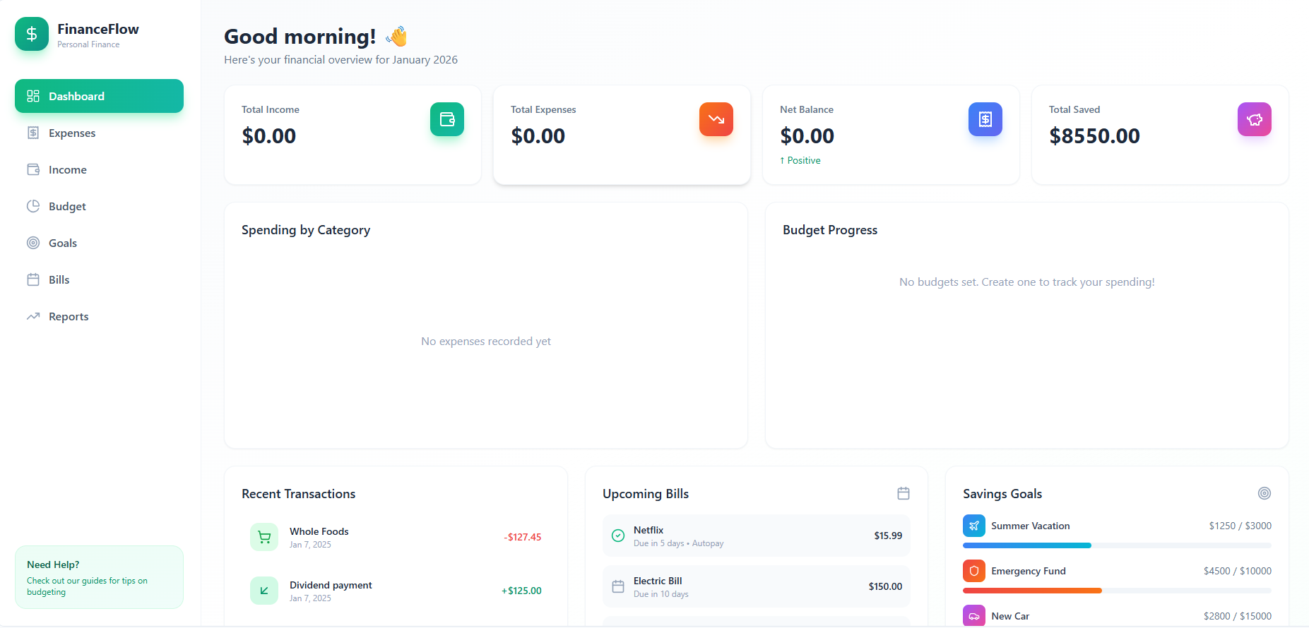 FinFlow template preview