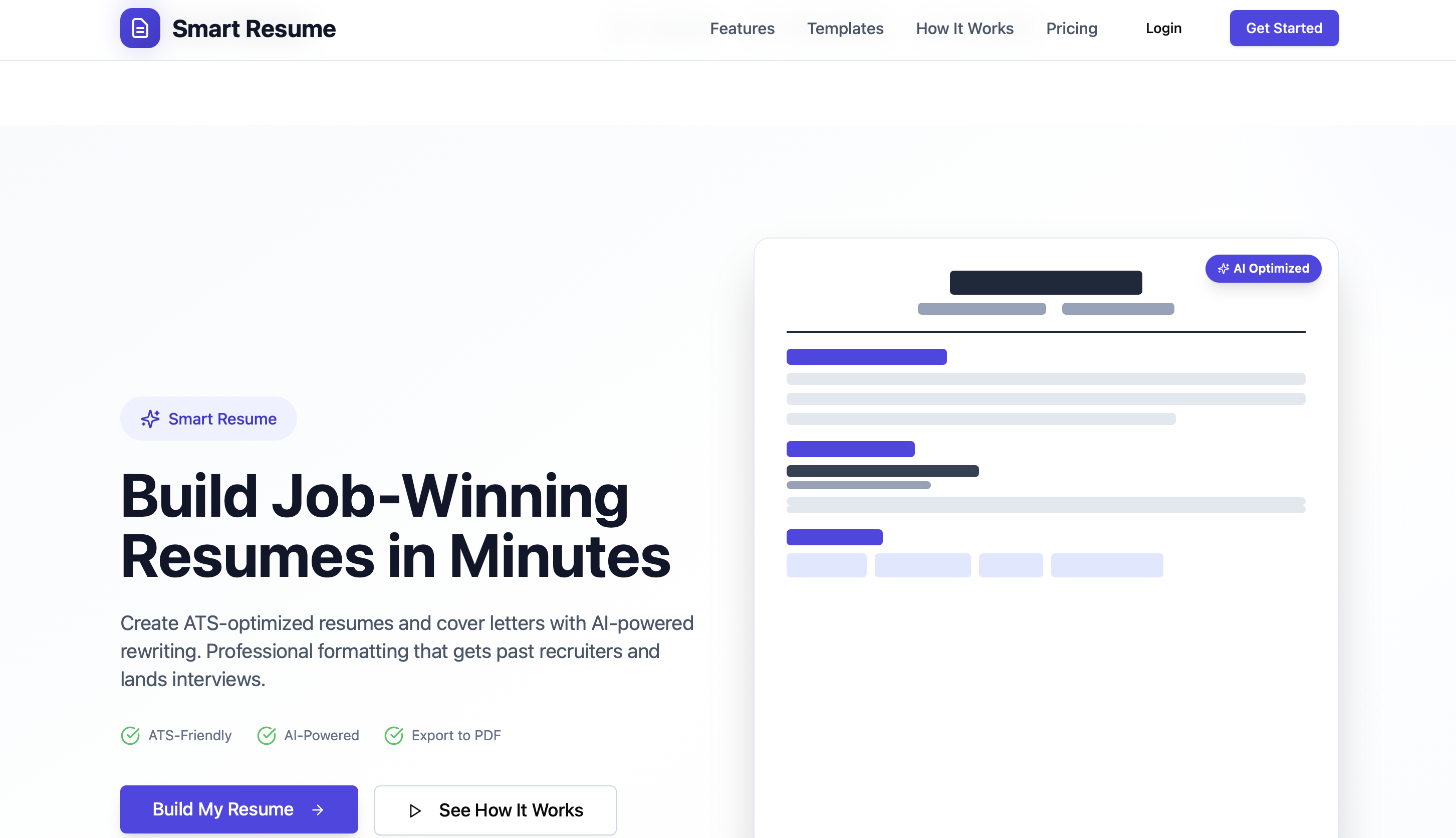 Smart Resume template preview