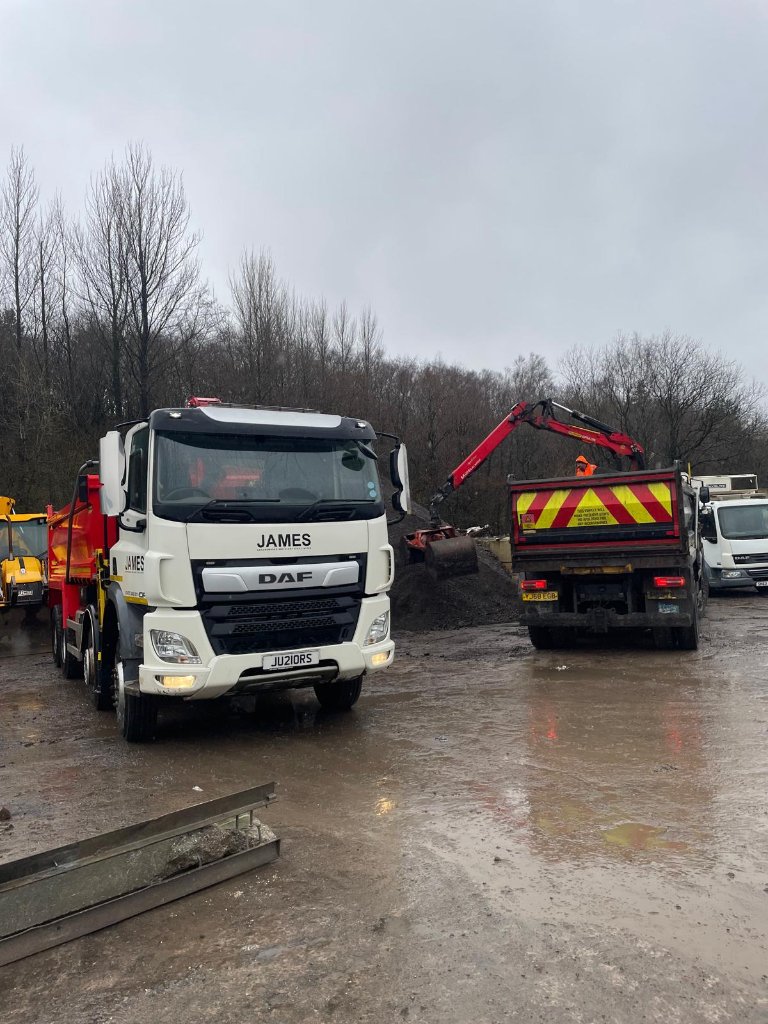 8-wheel Grab Lorry at Industrial Site - James Grab and Tipper Hire, South Wales