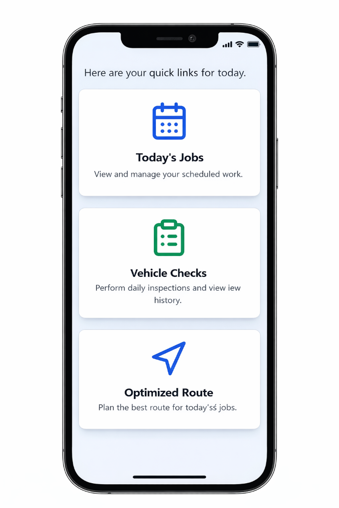 Driver app quick links