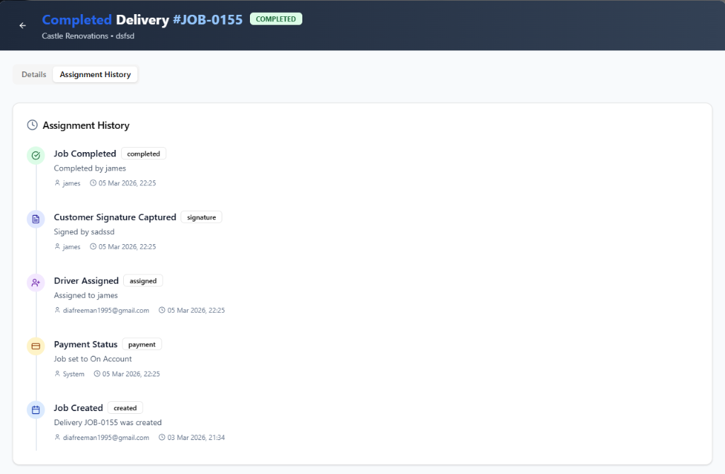 Job Assignment History