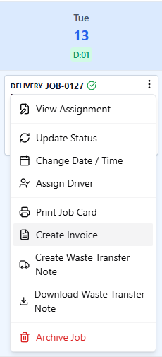 One-click invoice creation