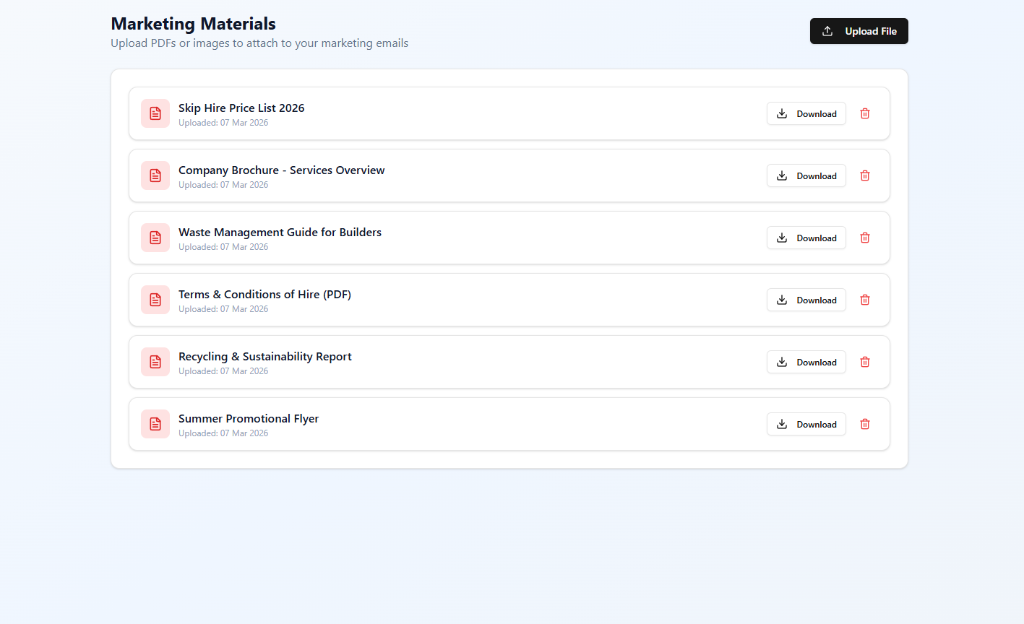Marketing materials file library