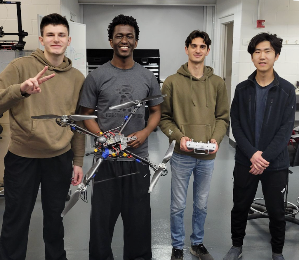 Drone competition team with drone