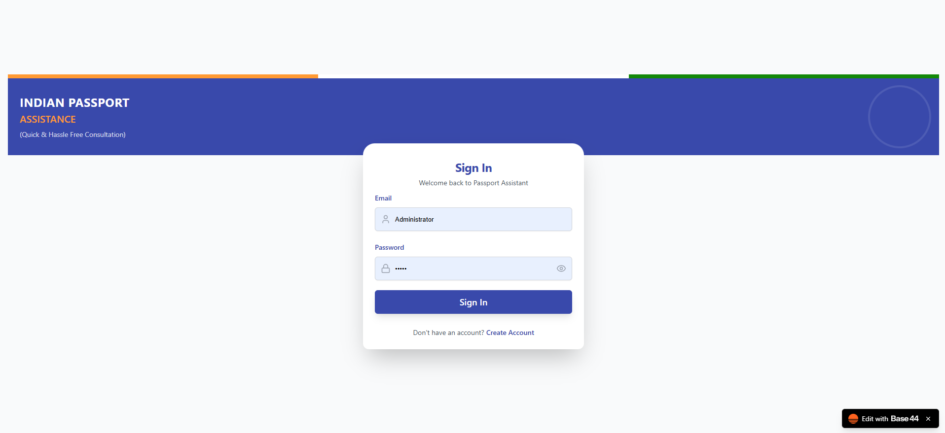 Indian Passport ASSISTANT template preview